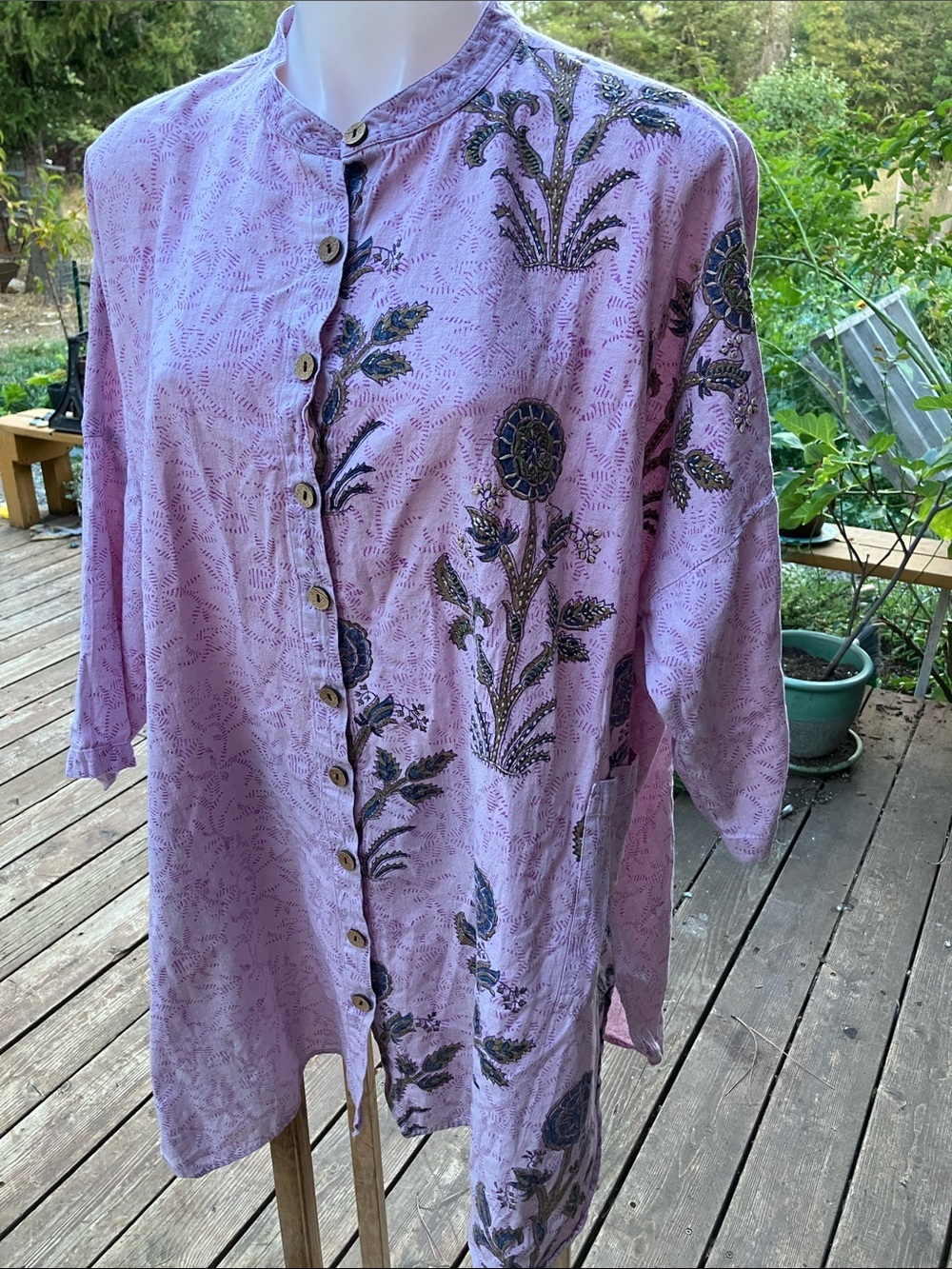 Marketplace 1W cotton tunic dres with pockets printed flowers embroidered XXL